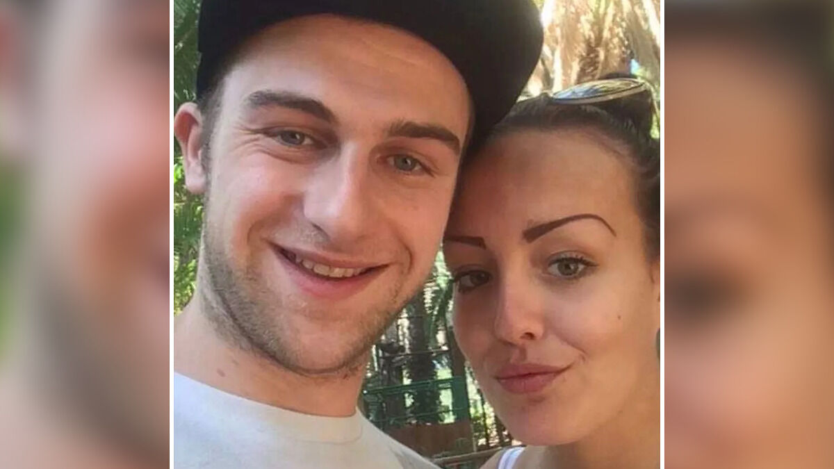 Young couple posing for a selfie outdoors, related to mom mysteriously passes away on Turkey vacation heart missing case.