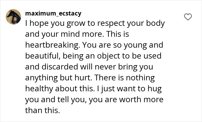 Comment expressing concern and urging self-respect regarding bleeding and health after risky behavior. Comment expressing concern and urging self-respect regarding bleeding and health after risky behavior.