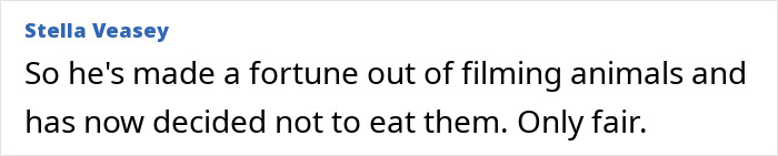 Comment about David Attenborough discarding red meat, choosing fish and cheese for a healthier lifestyle. Comment about David Attenborough discarding red meat, choosing fish and cheese for a healthier lifestyle.