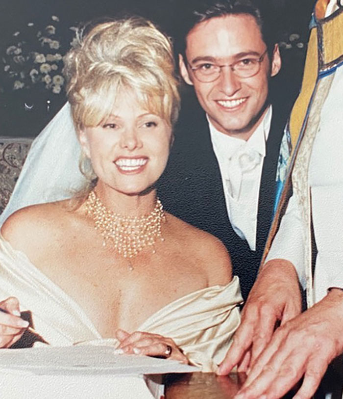 Deborra-Lee Furness and groom smiling at wedding, highlighting journey of betrayal and divorce filing from Hugh Jackman. Deborra-Lee Furness and groom smiling at wedding, highlighting journey of betrayal and divorce filing from Hugh Jackman.