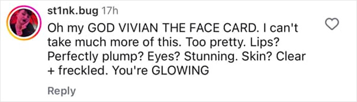 Social media comment praising Elon Musk's trans daughter Vivian's stunning modeling debut with glowing skin and plump lips. Social media comment praising Elon Musk's trans daughter Vivian's stunning modeling debut with glowing skin and plump lips.