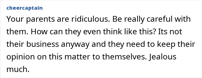 Text comment expressing frustration about jealous grandparents wanting ex-in-laws to stop giving kid money. Text comment expressing frustration about jealous grandparents wanting ex-in-laws to stop giving kid money.