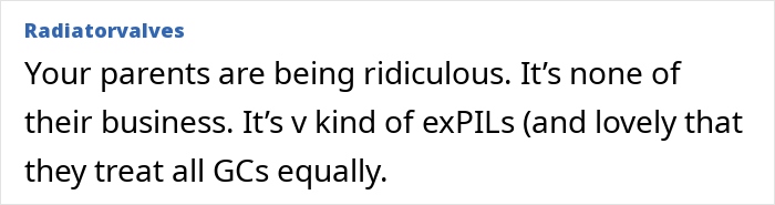 Comment text discussing jealous grandparents upset about ex-in-laws giving money and matching generosity for their grandchild. Comment text discussing jealous grandparents upset about ex-in-laws giving money and matching generosity for their grandchild.