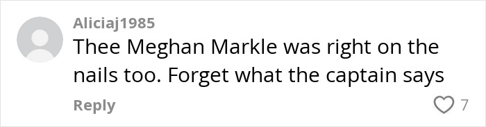 Comment discussing Meghan Markle's note to flight attendant gaining viral attention on social media platform. Comment discussing Meghan Markle's note to flight attendant gaining viral attention on social media platform.