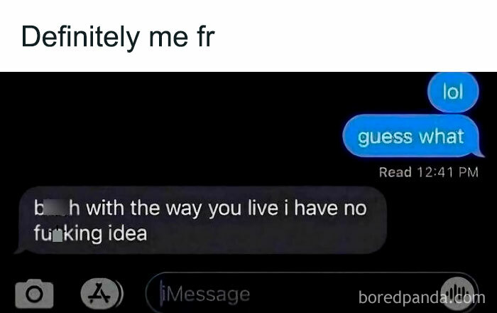 Text message meme showing a funny and relatable conversation, part of spicy memes shared on an IG page.