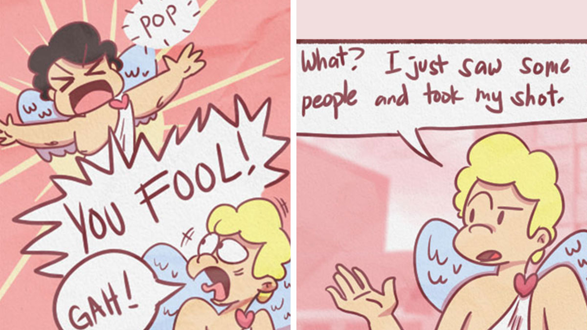 Chaotic and hilarious comics featuring cartoon characters in a humorous and dramatic interaction scene.