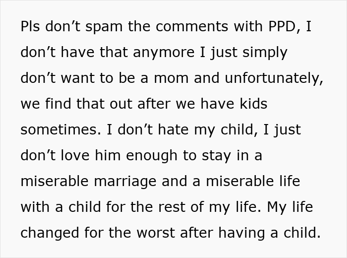 Text excerpt about a mom tired of her cheating husband and unwanted child, expressing desire to run away from it all. Text excerpt about a mom tired of her cheating husband and unwanted child, expressing desire to run away from it all.