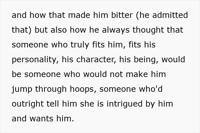 Text excerpt about a woman's husband feeling bitter after being hit on for the first time in his life.