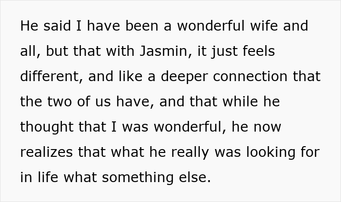 Text excerpt about a woman's husband leaving her after being hit on for the first time in his life, reflecting on deeper connections. Text excerpt about a woman's husband leaving her after being hit on for the first time in his life, reflecting on deeper connections.