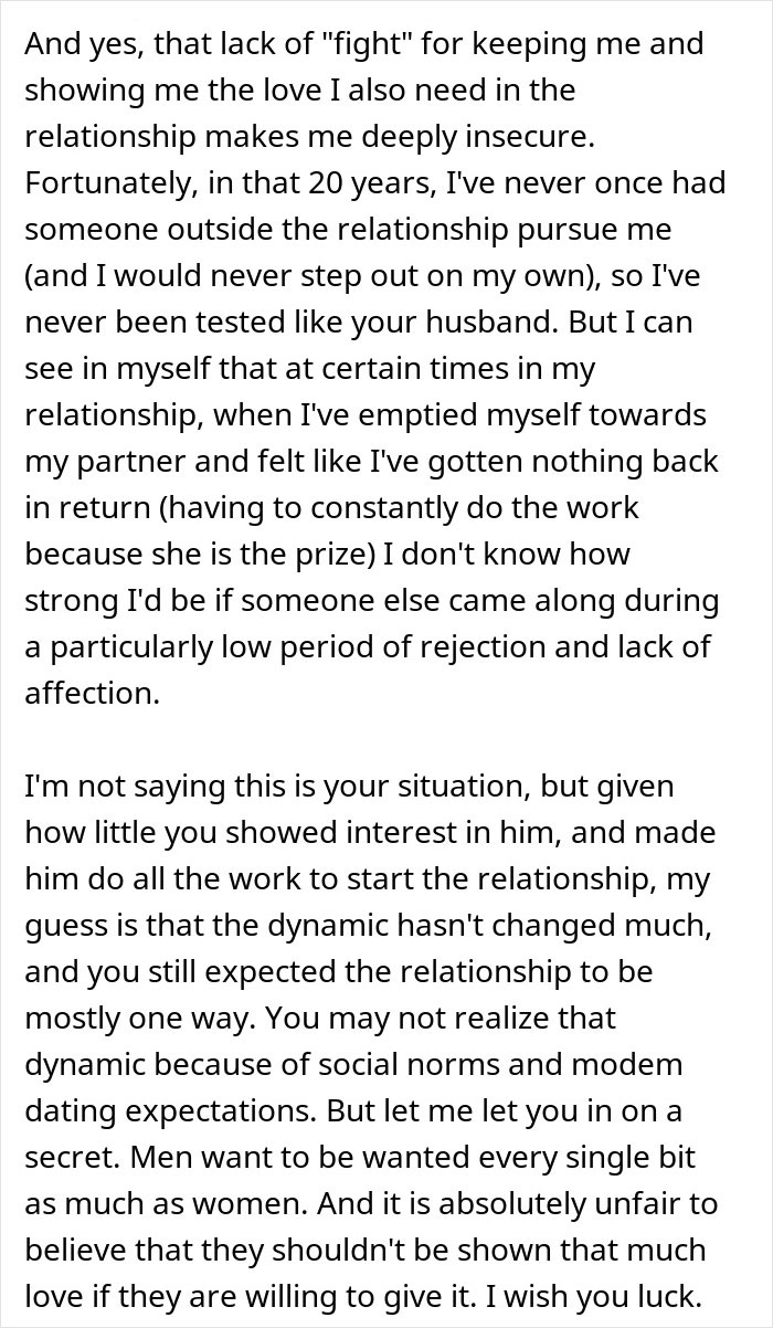 Text excerpt discussing relationship insecurities and rejection, focusing on a husband’s reaction to being pursued outside marriage.