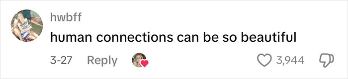 Screenshot of a social media comment praising human connections, related to viral Japanese waitress story online. Screenshot of a social media comment praising human connections, related to viral Japanese waitress story online.