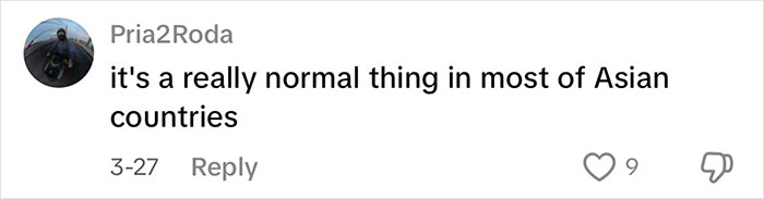 Screenshot of a social media comment discussing cultural norms related to the viral Japanese waitress helping a traveling mom and dad. Screenshot of a social media comment discussing cultural norms related to the viral Japanese waitress helping a traveling mom and dad.