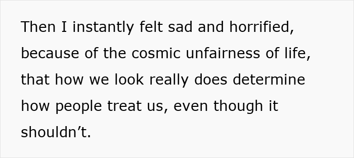 Text excerpt about a woman revealing how things changed after she lost her pretty privilege and what she learned. Text excerpt about a woman revealing how things changed after she lost her pretty privilege and what she learned.