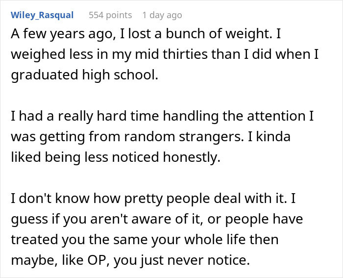 Woman reveals how life and social attention changed after losing her pretty privilege and why it was for the best. Woman reveals how life and social attention changed after losing her pretty privilege and why it was for the best.