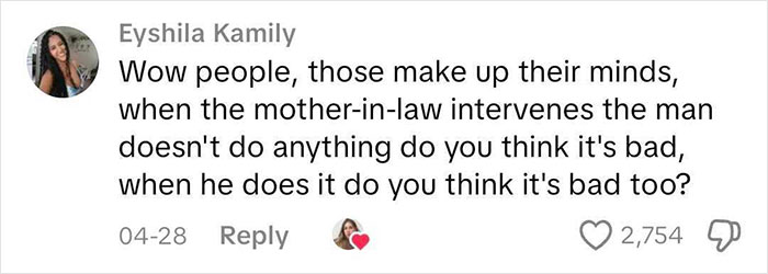 Comment discussing a man pushing mom away during baby gender reveal, sparking heated debate on family interactions. Comment discussing a man pushing mom away during baby gender reveal, sparking heated debate on family interactions.