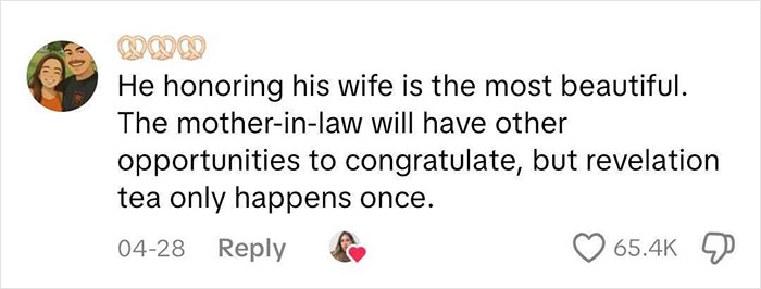 Screenshot of a social media comment discussing a man pushing mom away during a baby's gender reveal celebration. Screenshot of a social media comment discussing a man pushing mom away during a baby's gender reveal celebration.
