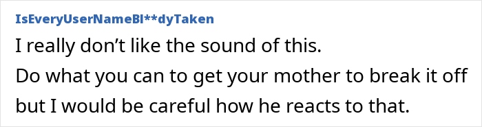 Screenshot of an online comment expressing concern about a grieving mom's new romance and warning about potential red flags.