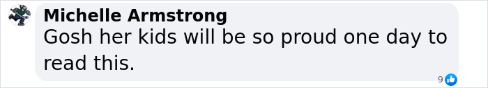 Comment from Michelle Armstrong expressing surprise about kids being proud, related to adult content creator hospital incident. Comment from Michelle Armstrong expressing surprise about kids being proud, related to adult content creator hospital incident.