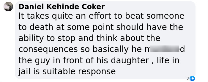 Facebook comment discussing a fatal beating of a dad with a metal bat while confronting daughter’s alleged assaulter. Facebook comment discussing a fatal beating of a dad with a metal bat while confronting daughter’s alleged assaulter.
