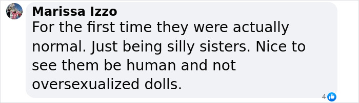 Comment discussing Kylie and Kendall Jenner’s talent as sisters being silly and relatable, not oversexualized. Comment discussing Kylie and Kendall Jenner’s talent as sisters being silly and relatable, not oversexualized.