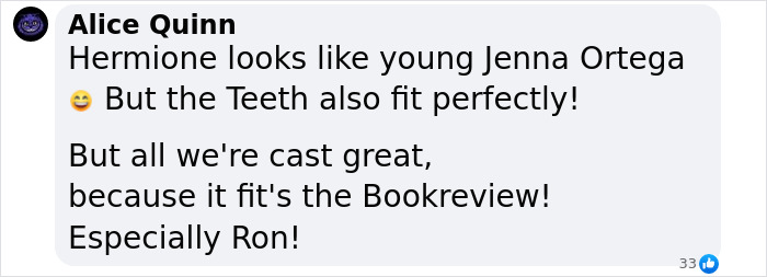 Comment discussing new cast choices for Harry, Hermione, and Ron in upcoming Harry Potter series sparking mixed reactions online. Comment discussing new cast choices for Harry, Hermione, and Ron in upcoming Harry Potter series sparking mixed reactions online.