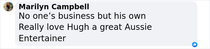 Comment from Marilyn Campbell praising Hugh Jackman as a great Aussie entertainer amid Sutton Foster and divorce news. Comment from Marilyn Campbell praising Hugh Jackman as a great Aussie entertainer amid Sutton Foster and divorce news.