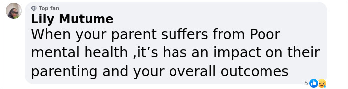 Comment by Lily Mutume about impact of poor parental mental health on parenting and children's overall outcomes. Comment by Lily Mutume about impact of poor parental mental health on parenting and children's overall outcomes.