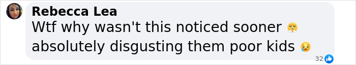 Comment by Rebecca Lea expressing shock and disgust about three children rescued after COVID-paranoid parents trapped them indoors for years. Comment by Rebecca Lea expressing shock and disgust about three children rescued after COVID-paranoid parents trapped them indoors for years.