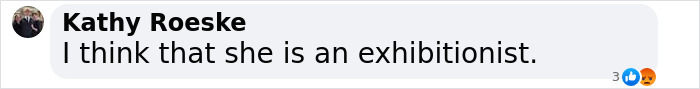 Commenter Kathy Roeske expressing opinion that Bianca Censori is an exhibitionist amid public indecency debate. Commenter Kathy Roeske expressing opinion that Bianca Censori is an exhibitionist amid public indecency debate.