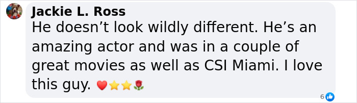 Fan comment praising David Caruso’s acting in movies and CSI Miami, expressing admiration and love for the coolest TV cop. Fan comment praising David Caruso’s acting in movies and CSI Miami, expressing admiration and love for the coolest TV cop.