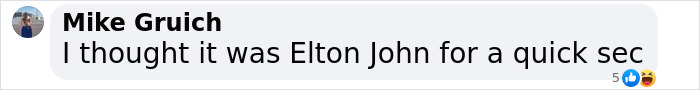 Comment by Mike Gruich saying he thought the person was Elton John, referencing the rare appearance of David Caruso after 13 years. Comment by Mike Gruich saying he thought the person was Elton John, referencing the rare appearance of David Caruso after 13 years.