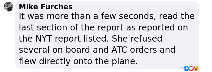 Comment by Mike Furches discussing details of the DC plane crash and army pilot instructions before the incident. Comment by Mike Furches discussing details of the DC plane crash and army pilot instructions before the incident.