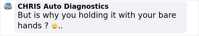 Comment from Chris Auto Diagnostics questioning why someone is holding an object with bare hands, related to UFO discovery discussions. Comment from Chris Auto Diagnostics questioning why someone is holding an object with bare hands, related to UFO discovery discussions.