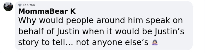 Comment highlighting controversy around Justin Bieber and Diddy rumors amid ongoing trial on social media platform. Comment highlighting controversy around Justin Bieber and Diddy rumors amid ongoing trial on social media platform.