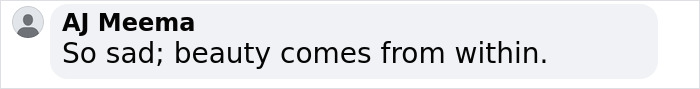 Comment on social media by AJ Meema expressing a sentiment about beauty and inner qualities related to Mar-a-Lago face discussion. Comment on social media by AJ Meema expressing a sentiment about beauty and inner qualities related to Mar-a-Lago face discussion.