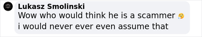 Comment on social media post about Liver King diet controversy, expressing surprise and skepticism about him being a scammer. Comment on social media post about Liver King diet controversy, expressing surprise and skepticism about him being a scammer.