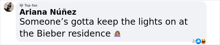 Social media comment referencing Justin Bieber and the Bieber residence shortly after Hailey's billionaire milestone. Social media comment referencing Justin Bieber and the Bieber residence shortly after Hailey's billionaire milestone.