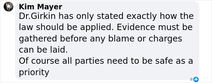 Comment from Kim Mayer discussing the application of law and safety in domestic violence debate after professor's claim. Comment from Kim Mayer discussing the application of law and safety in domestic violence debate after professor's claim.