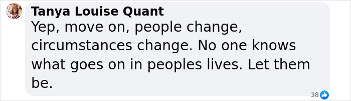 Screenshot of a social media comment discussing people's changing lives related to Hugh Jackman’s divorce news. Screenshot of a social media comment discussing people's changing lives related to Hugh Jackman’s divorce news.