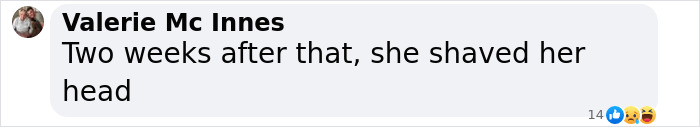 Screenshot of a Facebook comment by Valerie Mc Innes mentioning Britney Spears shaving her head. Screenshot of a Facebook comment by Valerie Mc Innes mentioning Britney Spears shaving her head.