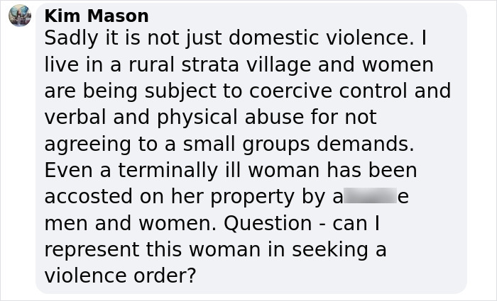 Comment discussing coercive control and abuse against women highlighting misogyny and gender-based violence issues. Comment discussing coercive control and abuse against women highlighting misogyny and gender-based violence issues.