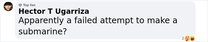 Comment by Hector T Ugarriza questioning if a 5,000-ton warship capsizing was a failed attempt to make a submarine. Comment by Hector T Ugarriza questioning if a 5,000-ton warship capsizing was a failed attempt to make a submarine.