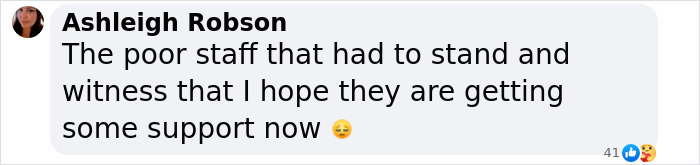 Comment by Ashleigh Robson expressing sympathy for staff who witnessed a tragic event involving an experienced skydiver. Comment by Ashleigh Robson expressing sympathy for staff who witnessed a tragic event involving an experienced skydiver.