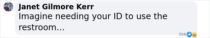 Comment on social media post about female athlete forced out of women's restroom after being mistaken for a man by female attendant. Comment on social media post about female athlete forced out of women's restroom after being mistaken for a man by female attendant.
