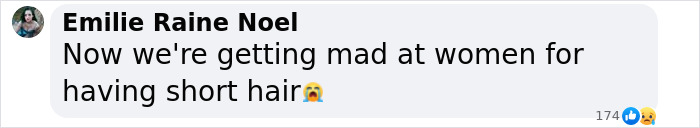 Screenshot of a Facebook comment by Emilie Raine Noel reacting to a female athlete mistaken for a man in a women's restroom. Screenshot of a Facebook comment by Emilie Raine Noel reacting to a female athlete mistaken for a man in a women's restroom.