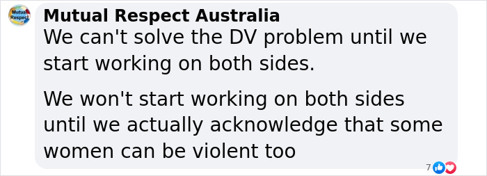 Comment discussing domestic violence and acknowledging that women can be violent in debates about gender-based violence. Comment discussing domestic violence and acknowledging that women can be violent in debates about gender-based violence.