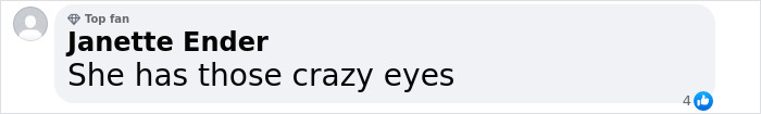 Comment from user Janette Ender saying she has crazy eyes, related to Bella Thorne warning about Brooklyn Beckham wife Nicola Peltz years ago discussion. Comment from user Janette Ender saying she has crazy eyes, related to Bella Thorne warning about Brooklyn Beckham wife Nicola Peltz years ago discussion.