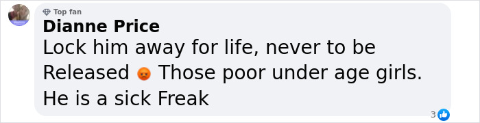 Comment on social media by Dianne Price expressing anger and calling for locking criminals up amid a star-studded party trial. Comment on social media by Dianne Price expressing anger and calling for locking criminals up amid a star-studded party trial.