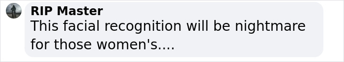 Comment about facial recognition challenges for women, highlighting issues at airport security checkpoints. Comment about facial recognition challenges for women, highlighting issues at airport security checkpoints.