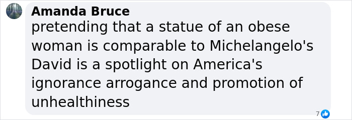 Comment by Amanda Bruce criticizing the statue of black woman in NYC Times Square, highlighting debate on its portrayal. Comment by Amanda Bruce criticizing the statue of black woman in NYC Times Square, highlighting debate on its portrayal.